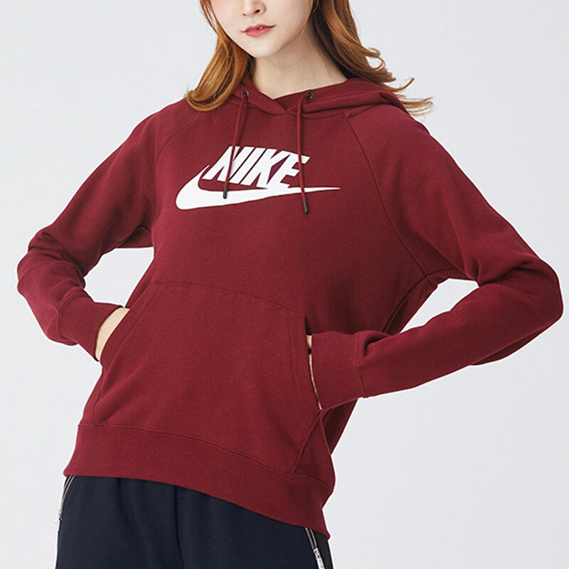 (WMNS) Nike Sportswear Logo Printing Hoodie 'Deep-Wine Red' BV4127-638