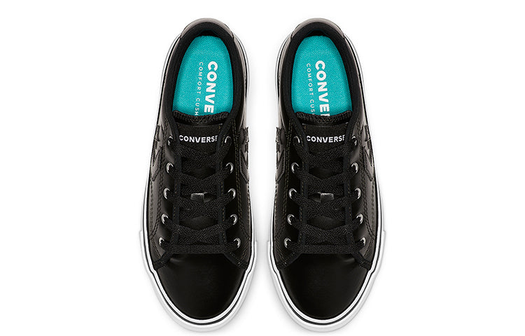 (WMNS) Converse Star Replay Platform Leather Low Top Thick Sole Black White 565249C