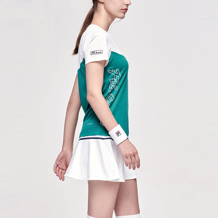 (WMNS) FILA Athletics Series Colorblock Round Neck Pullover Short Sleeve White A11W123101F-WT