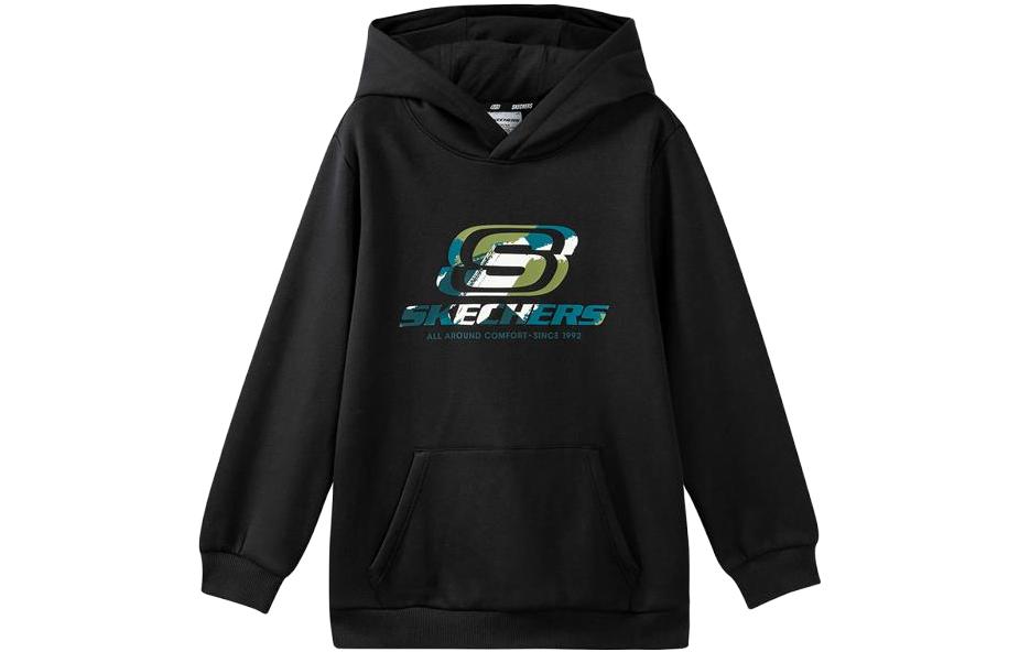 (GS) Skechers Logo Printed Hoodie 'Grey White Black' L422K072