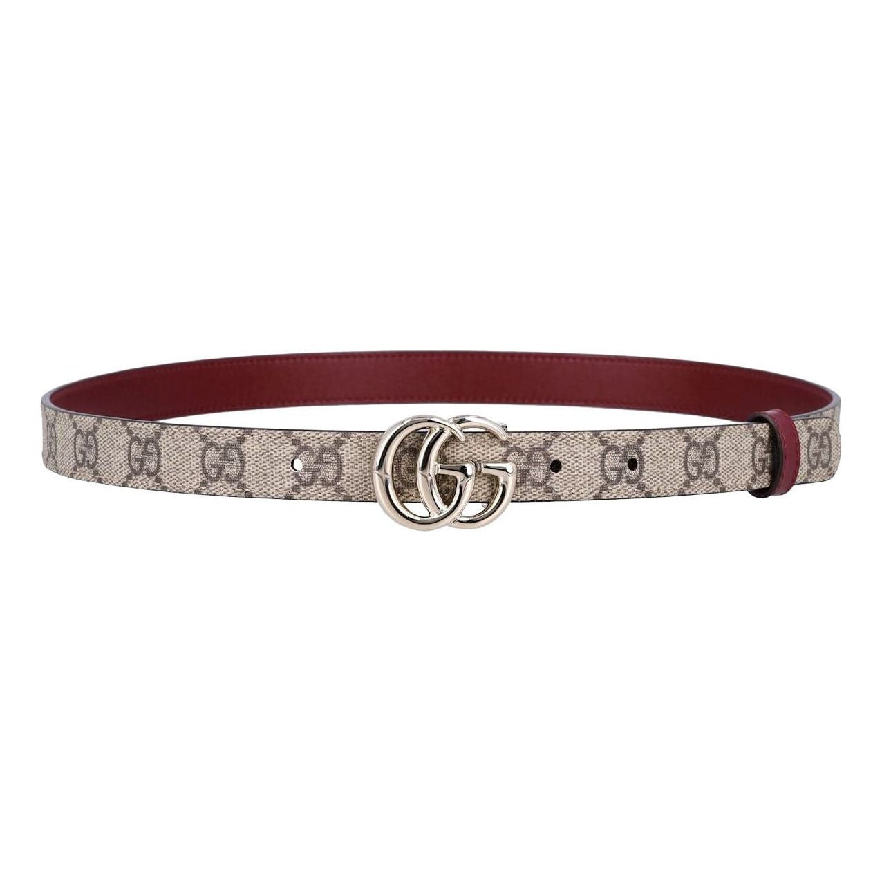 (WMNS) Gucci 25 GG Marmont Reversible Thin Belt 'Beige Red' 659418-92TIG-9792