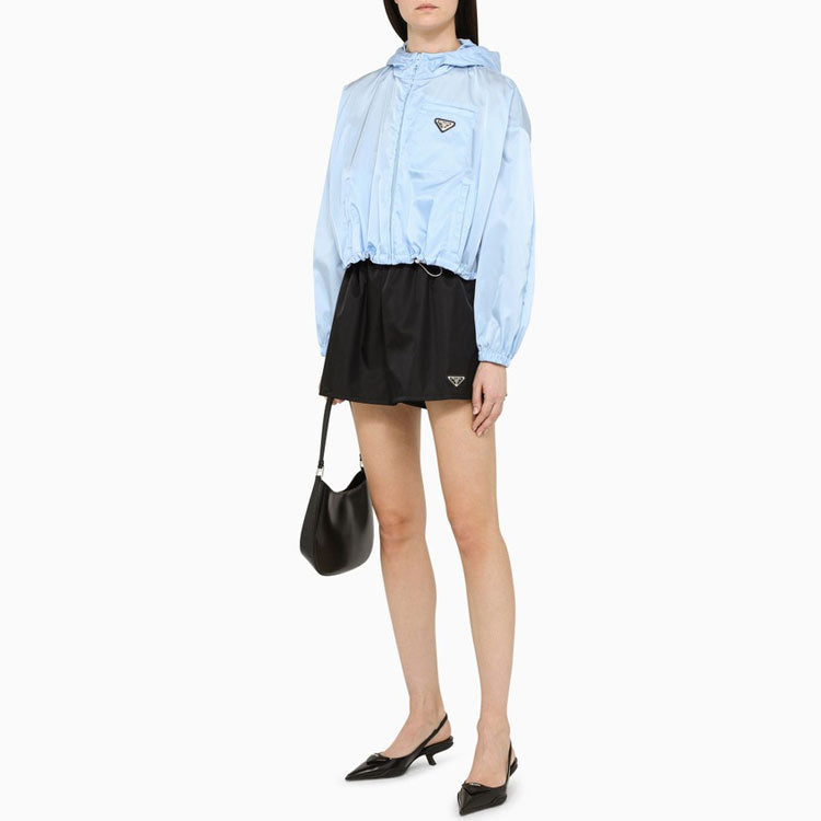 PRADA Re Nylon Cropped Jacket Celeste Blue