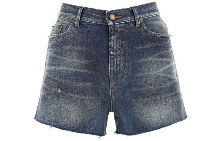 SAINT LAURENT High waisted Denim Shorts