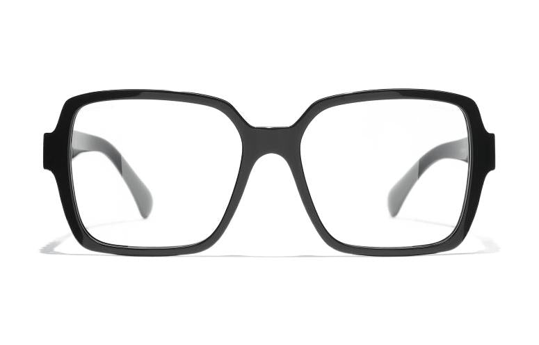 CHANEL Eyeglass Frames Unisex Black Blue Light Blocking