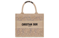 DIOR BookTote Embroidery Tote Bag Shopping Bag Handbag Small Size Women's Beige