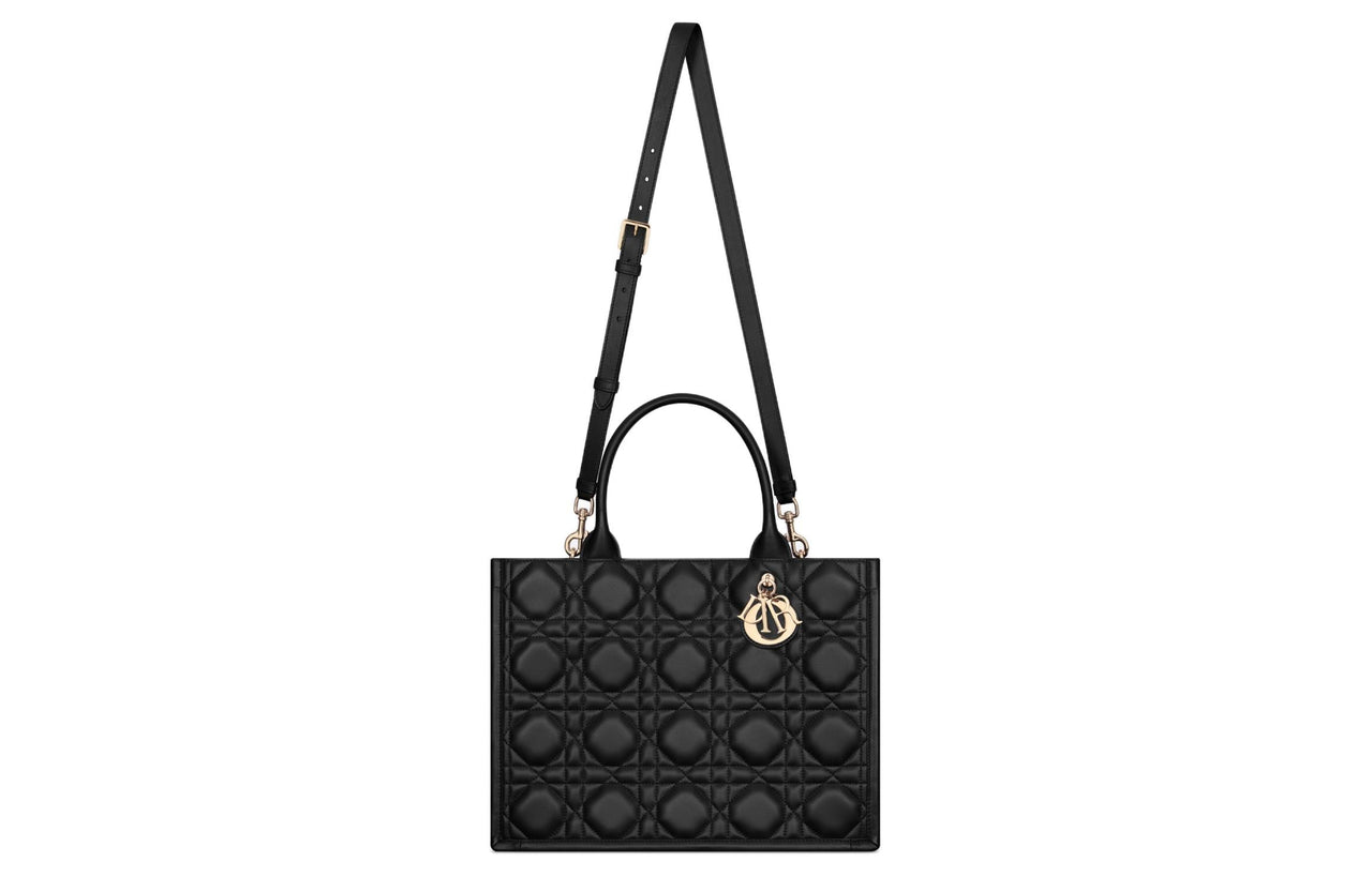 DIOR BookTote Cow Leather Tote Bag, Shopping Bag, Handbag Medium Size Women's Black