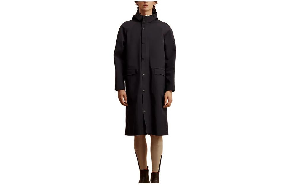 HERMES Parka Coats Men Marine Blue
