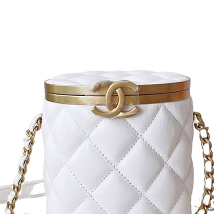 CHANEL Sheepskin Bucket Bag, Shoulder Bag, Crossbody Bag Women's White