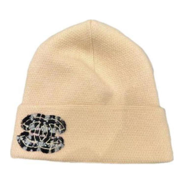 CHANEL Knitted Fabric Beanies Women's Yellow