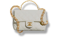 CHANEL Shiny Lambskin Flap Bag One Shoulder Handbag Crossbody Bag Women's Gray