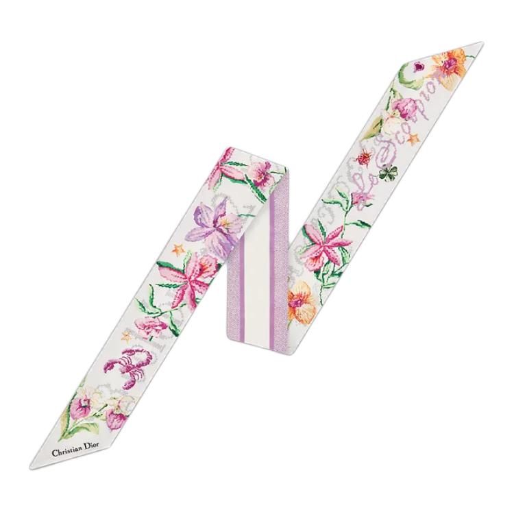DIOR Mulberry Silk Scarves Women's Pink
