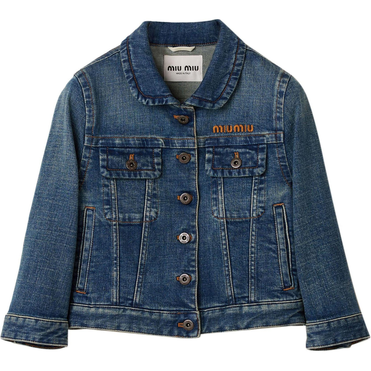 MIU MIU Cropped Stretch Denim Jacket 'Navy'