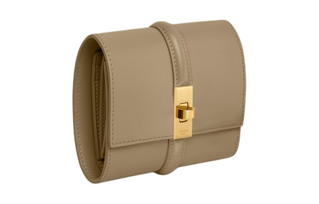 CELINE 16 Calfskin Wallet Small Size Women's Tan