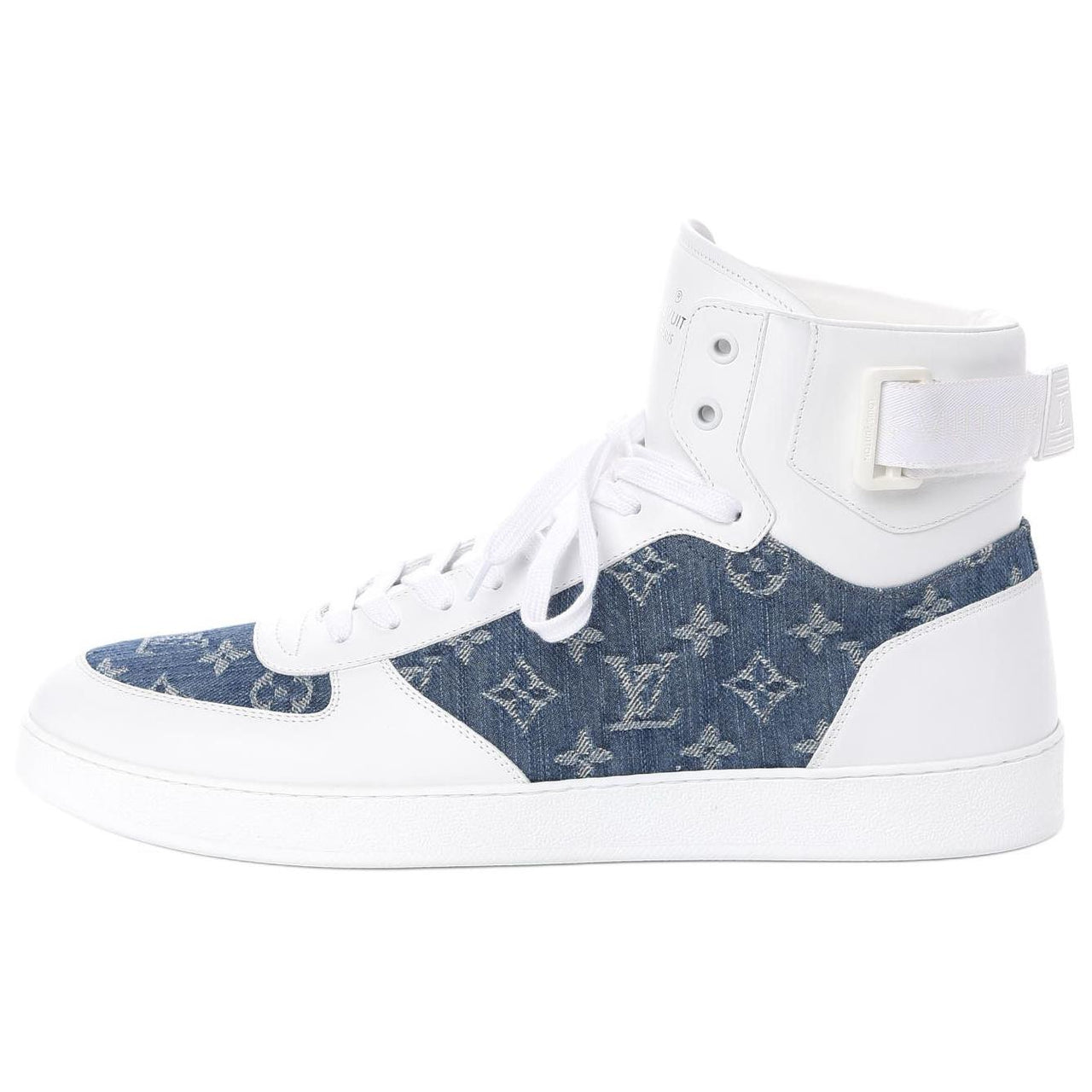 LOUIS VUITTON Rivoli High Top Skateboard Shoes Men's White Blue