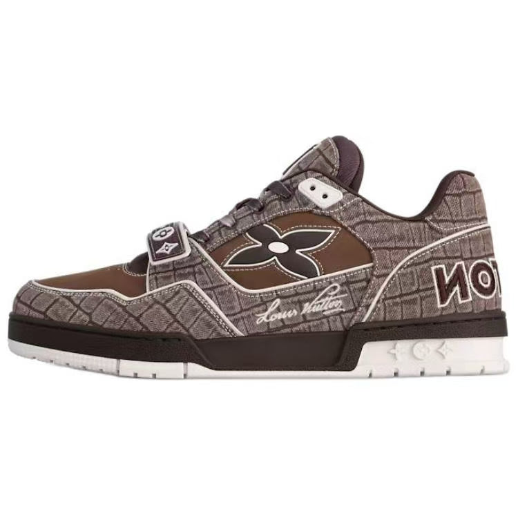 LOUIS VUITTON Trainer Low-Top Skateboard Shoes Men's Brown