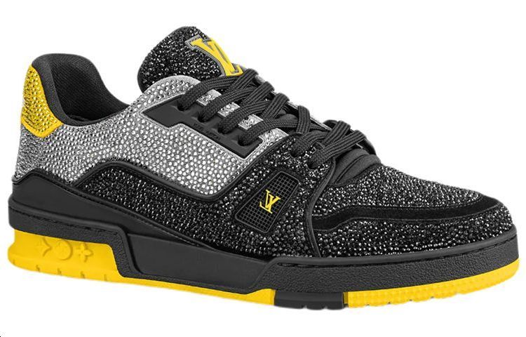 LOUIS VUITTON Lv Trainers 'Black Grey Yellow Crystals'