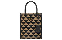 PRADA Symbole Embroidery Fabric Tote Bag, Shopping Bag, Handbag Trumpets Women's