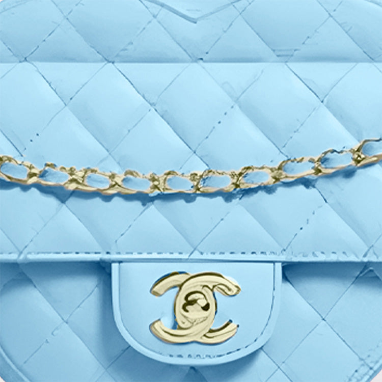 CHANEL Lambskin Heart-Shaped Bag Peach Heart Bag Shoulder Bag Crossbody Bag Large Size Women's Blue