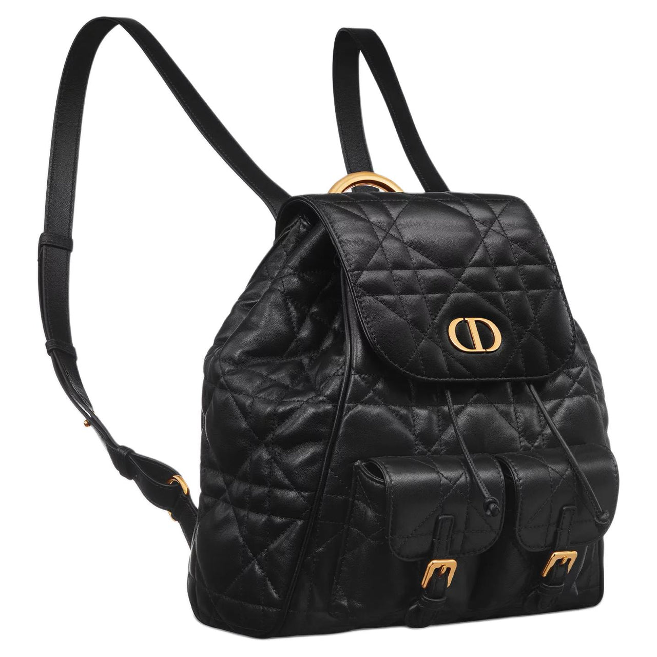 DIOR Caro Sheepskin Backpack Medium Size Women's Black