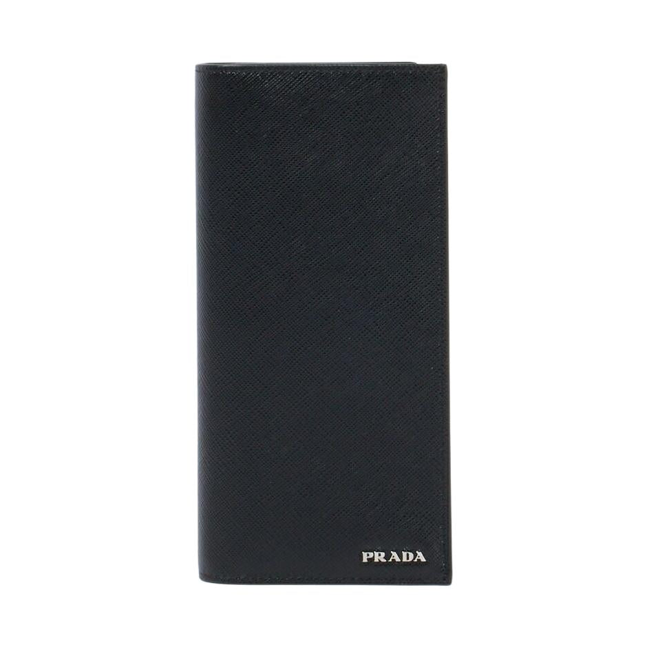 PRADA Cross-Stitch Leather Wallet Men's Black
