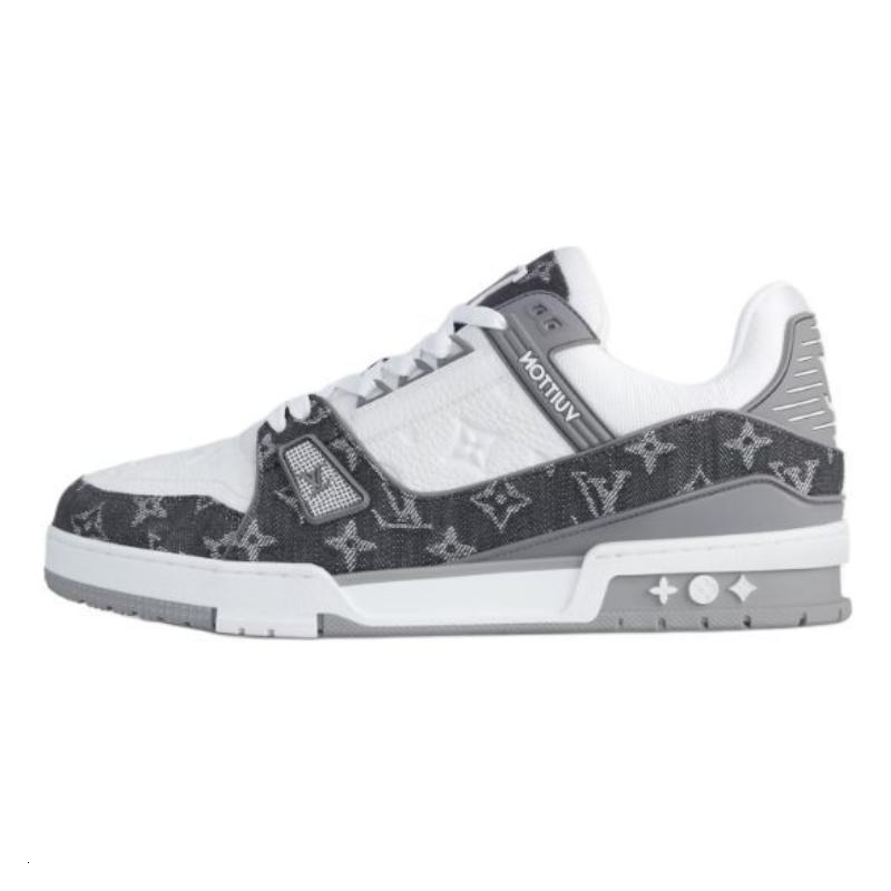 LOUIS VUITTON Trainer Low Top Skateboard Shoes Unisex Gray White