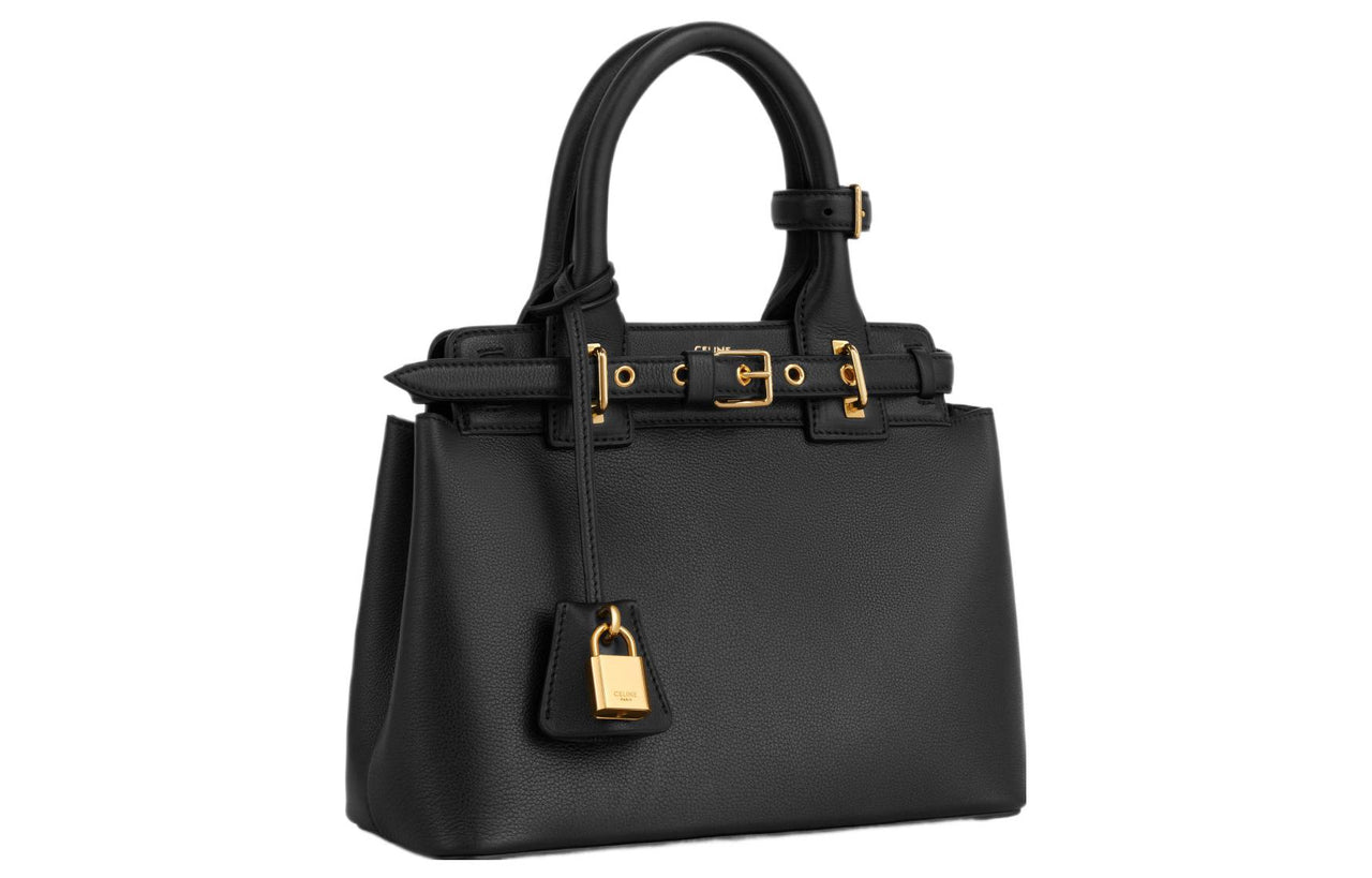 CELINE Soft Cow Leather Shoulder Bag Crossbody Bag Handbag Regular Women's Black