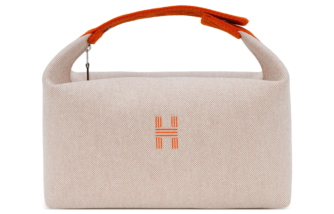HERMES Bride a Brac Cotton Storage Bag, Toiletry Bag Large Size Unisex Beige