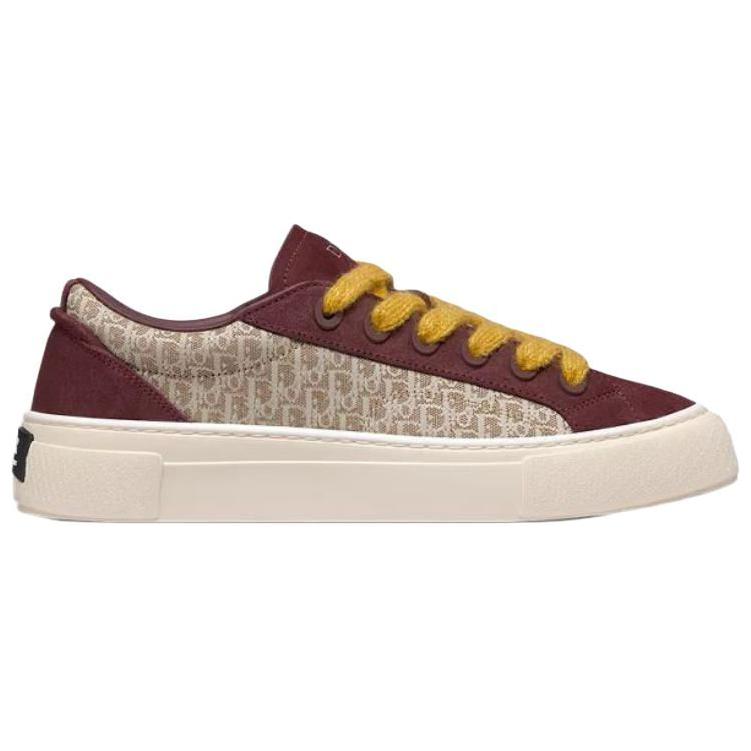DIOR B33 Platform Shoes Low-Top Skateboard Shoes Men's Burgundy