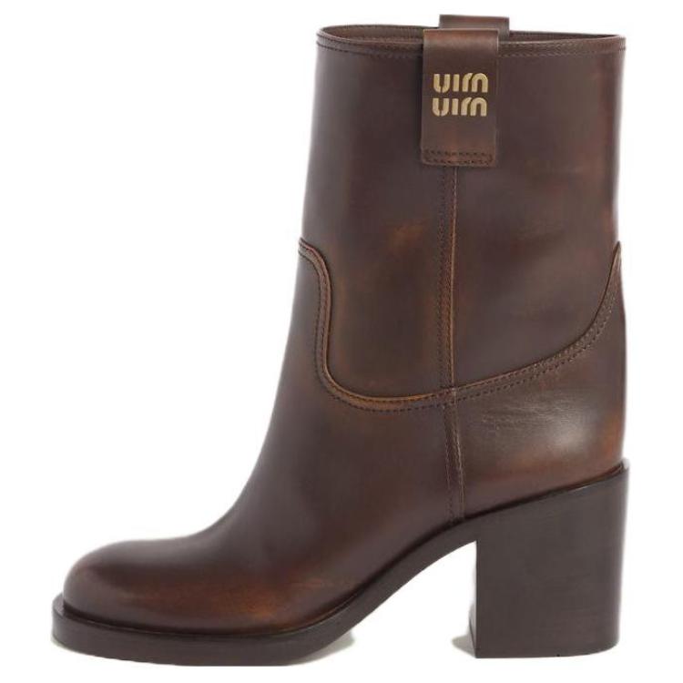 MIU MIU Ankle Boots 7.5cm Women's Ochre Brown