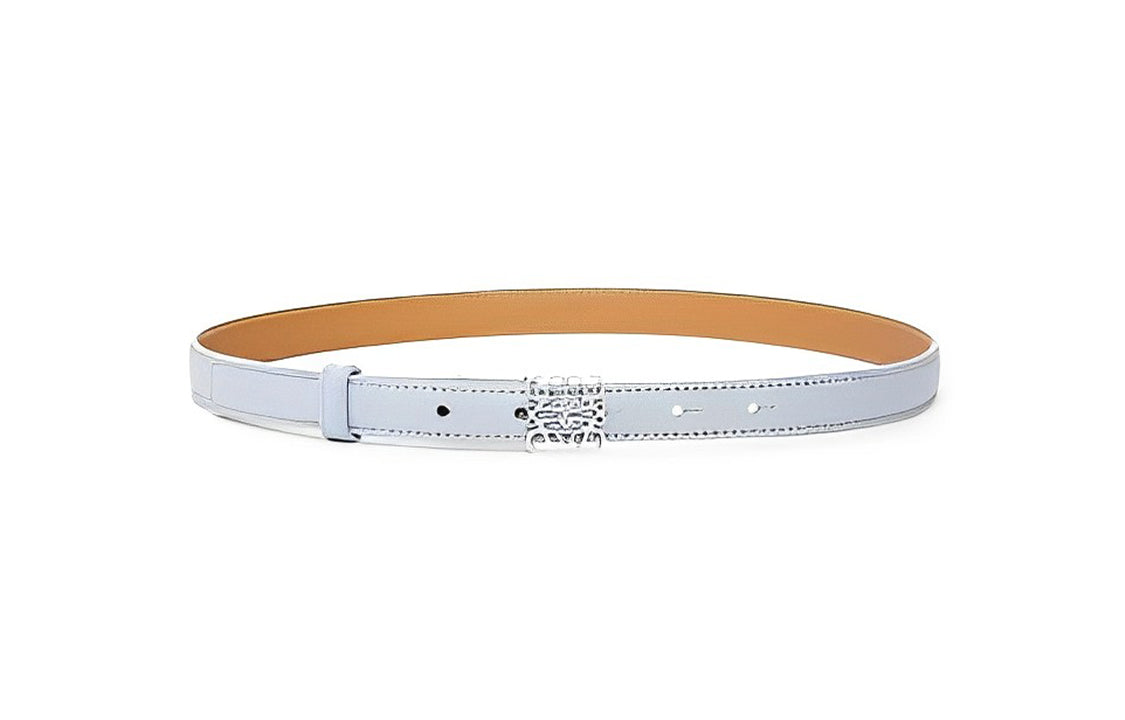 LOEWE Metal Logo Smooth Buckle Calfskin Leather Belts Women's Blue