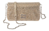 MIU MIU Synthetic Faux Crystal Satin Shoulder Bag Crossbody Bag Mini Women's Sand Yellow