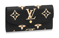 LOUIS VUITTON Emilie Embossed Grained Cow Leather Wallet Women's Black