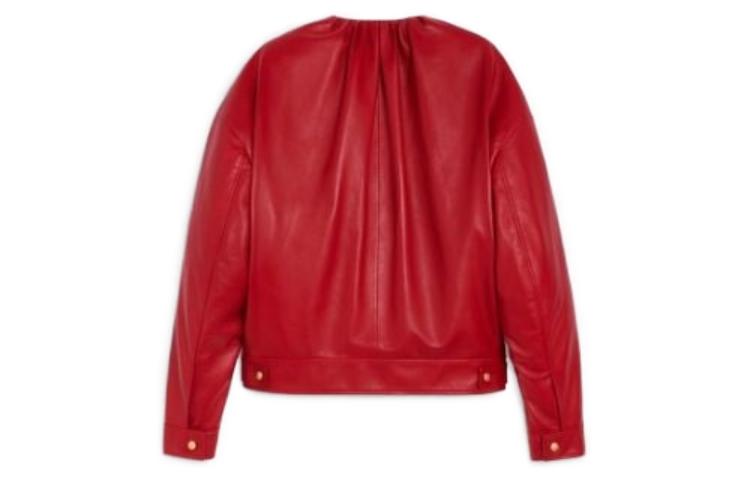 CELINE Leather Jacket Women's Red