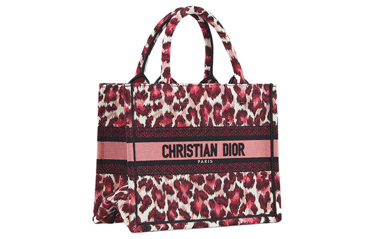 DIOR BookToteMizza Embroidery Tote Bag Shopping Bag Handbag Small Size Women's Burgundy/Multicolor