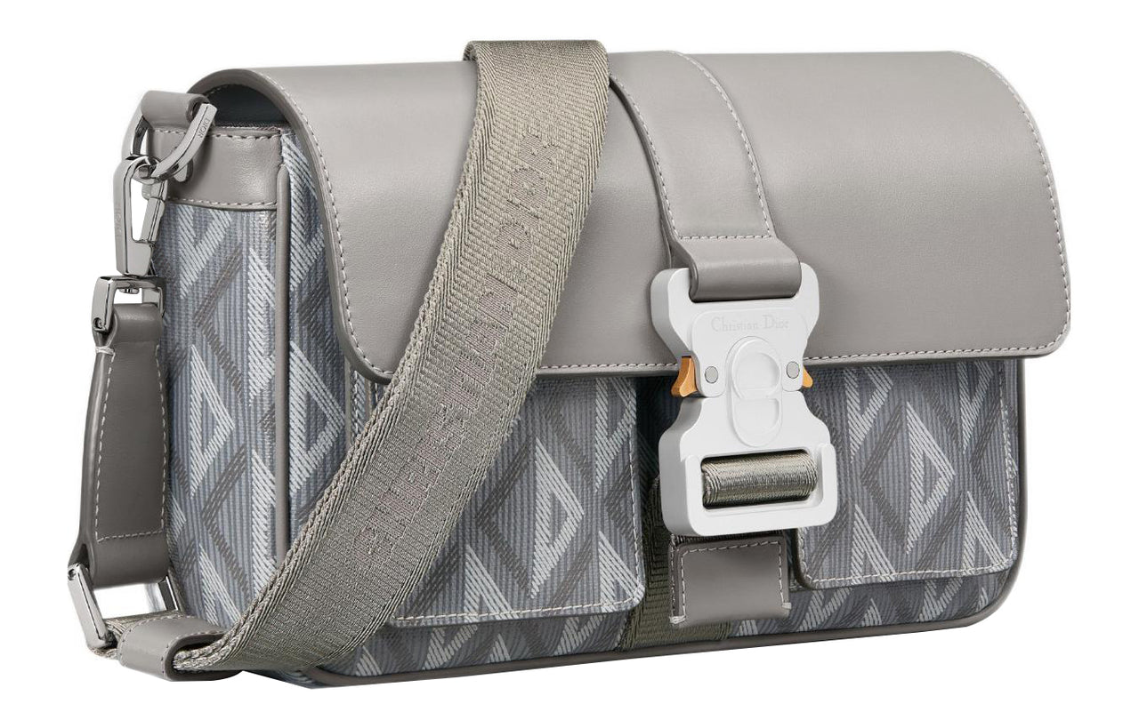 DIOR Hit The Road Canvas With Smooth Cow Leather Crossbody Bag, Shoulder Bag Men's Dio Gray