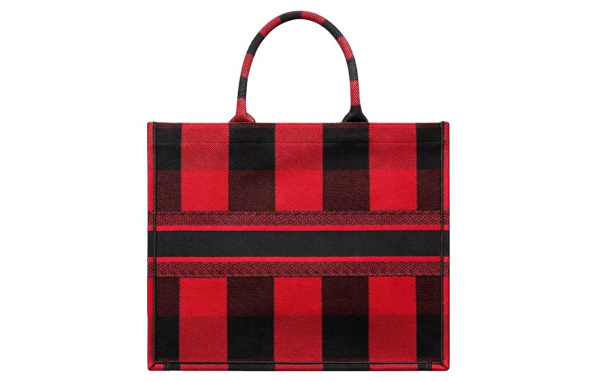 DIOR BookTote Embroidery Canvas Canvas Bag Tote Bag Shopping Bag Handbag Women's Black/Red