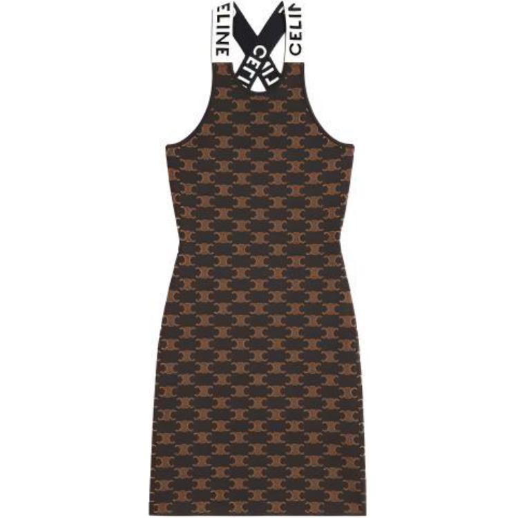 CELINE FW22 Sleeveless Dress Women's Brown