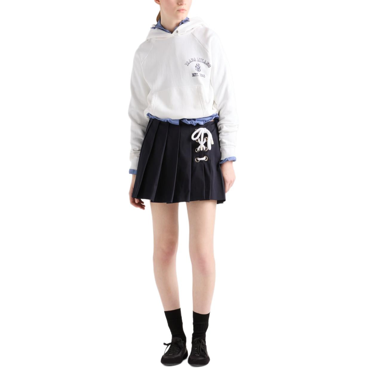 PRADA Pleated Drill Mini Skirt