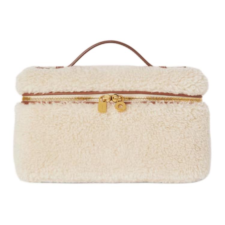 Loro Piana Cashmere And Mulberry Silk Blend Shoulder Bag Crossbody Bag Handbag Women's Antique Paper Color