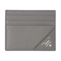 PRADA Saffiano Leather Card Holder Women's Gray
