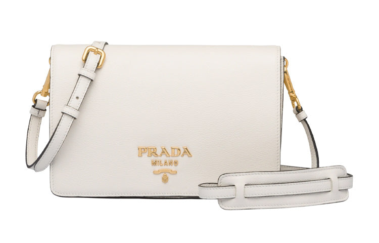 PRADA Cahier Leather Messenger Bag Shoulder Bag Crossbody Bag Women's White