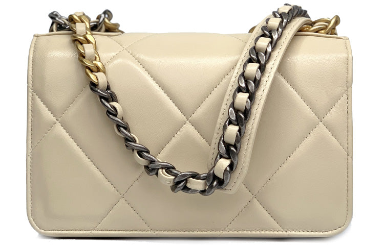 CHANEL 19BagWOC Sheepskin Handbag Shoulder Bag Crossbody Bag Regular Women's Beige
