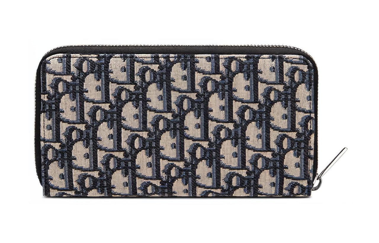 DIOR Cow Leather Wallet Clutch Unisex Black/Beige