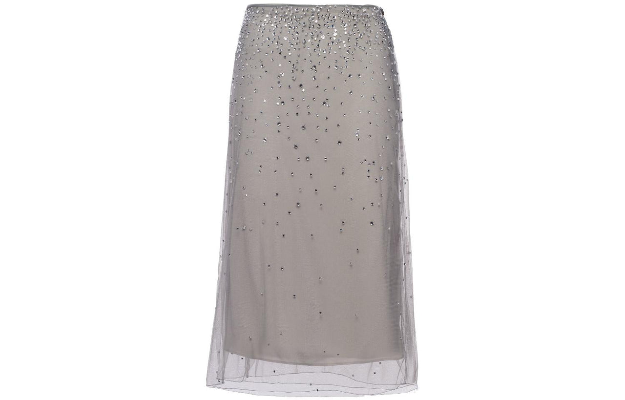 PRADA Crystal studded Tulle Midi Skirt