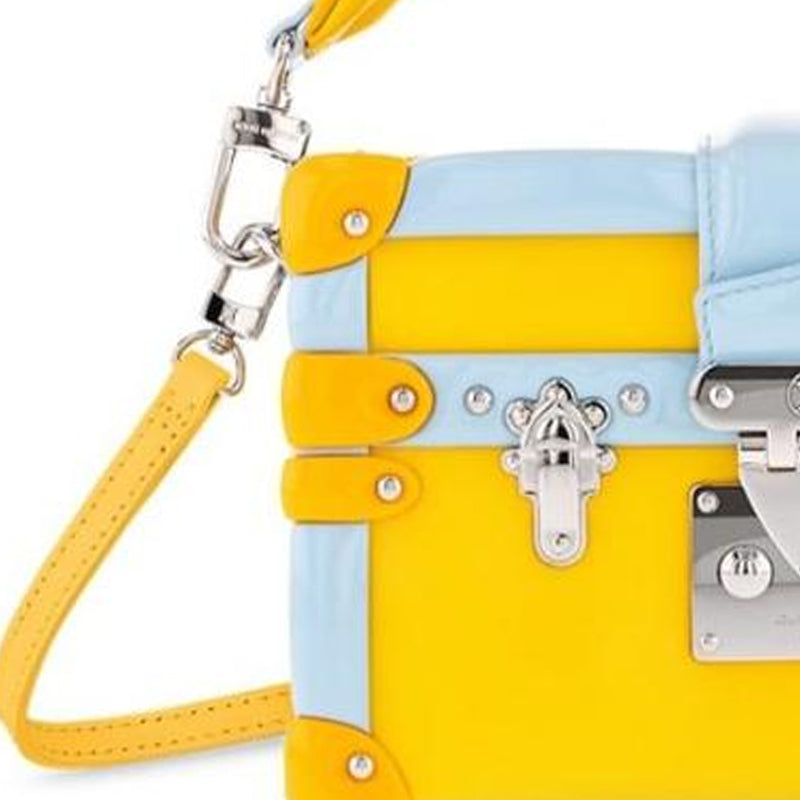 LOUIS VUITTON PETITE MALLE Leather Hard Box Portable Crossbody Bag, Shoulder Bag Women's Yellow