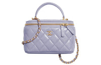 CHANEL Sheepskin Controller Toiletry Bag Cell Phone Pouch Shoulder Bag Crossbody Bag Women's Light Purple