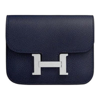 HERMES Constance Slim Evercolor Calfskin Wallets Card Holders Fanny Pack Regular Women's 2Z Bleu Nuit Midnight Blue