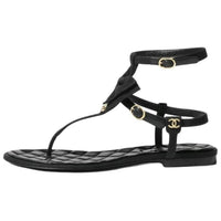 CHANEL Strap Sandals 1cm Women's Black