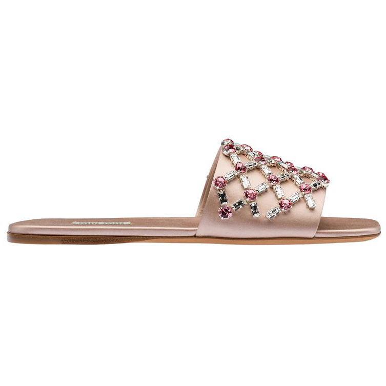 MIU MIU Slide Slippers Women's Nude Pink