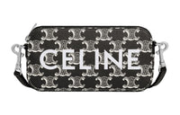 CELINE Cow Leather Binding One Shoulder Crossbody Clutches Men's Black & White